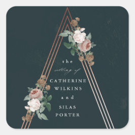 Boho florale piramide: structurele bruiloft vierkante sticker