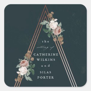 Boho florale piramide: structurele bruiloft vierkante sticker