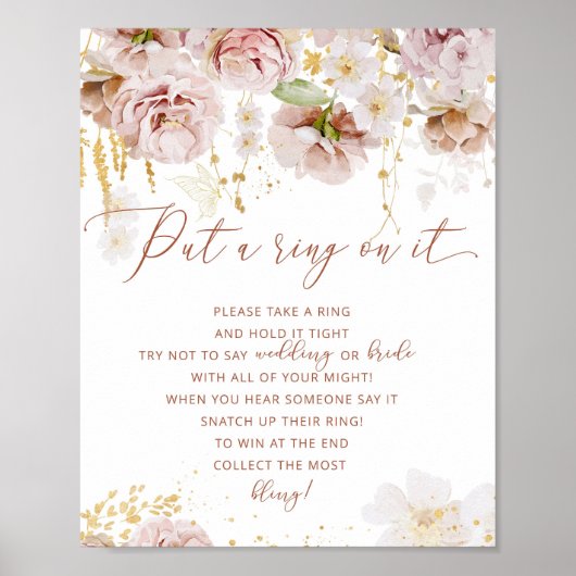 Boho florale tuin zegt geen vrijgezellenfeest poster (Voorkant)