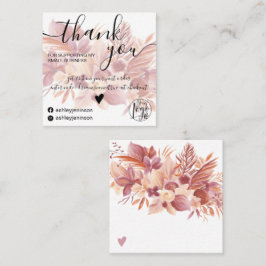 Boho florale waterverf girly orde dank u vierkante visitekaartje