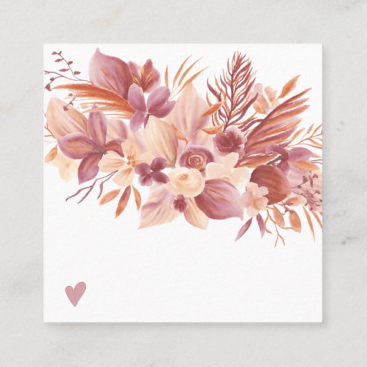 Boho florale waterverf girly orde dank u vierkante visitekaartje (Achterkant)