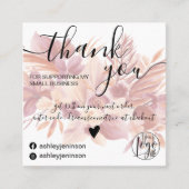 Boho florale waterverf girly orde dank u vierkante visitekaartje (Voorkant)