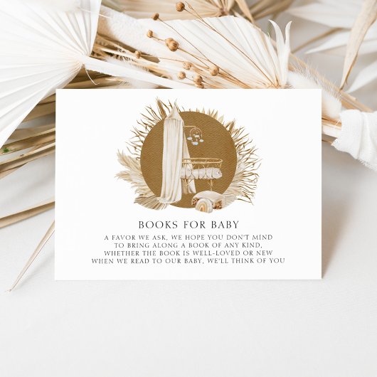 Boho Florals Baby shower brengt boek mee Informatiekaartje