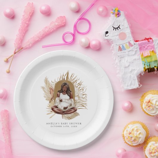 Boho Florals Baby shower Papieren Bordje (Feest)