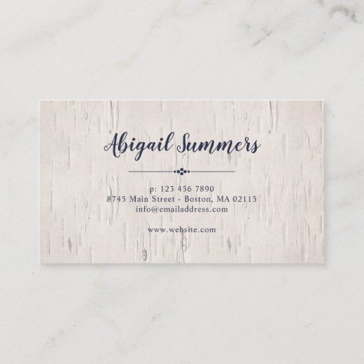 Boho Florals - Berken & Kalligrafie Script Visitekaartje (Achterkant)