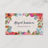 Boho Florals - Berken & Kalligrafie Script Visitekaartje (Voorkant)