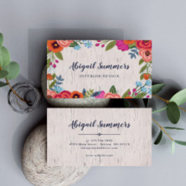 Boho Florals - Berken & Kalligrafie Script Visitekaartje