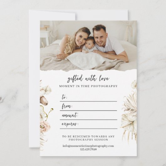 Boho Florals | Boogfoto | Fotografie cadeau Kaart (Achterkant)