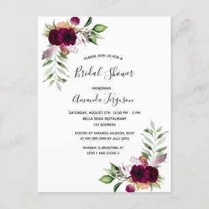 Boho florals bridal doucheuitnodiging briefkaart