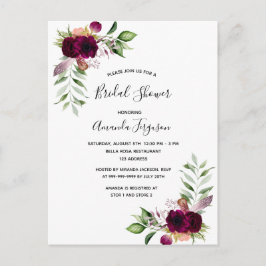 Boho florals bridal doucheuitnodiging briefkaart