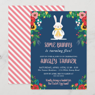 Boho Florals & Bunny Kleurrijke verjaardag van k Kaart