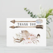 Boho Florals & Deer Antlers Arrows Dank je kaarten (Staand voorkant)