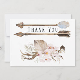 Boho Florals & Deer Antlers Arrows Dank je kaarten