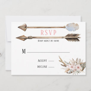 Boho Florals & Deer Antlers Arrows Weddenschap RSV Kaart