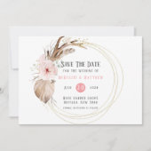 Boho Florals & Deer Antlers sparen de Datumkaarten Kaart (Voorkant)