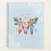 Boho Florals & Feather Blue & White Lace Planner (Voorkant)