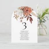 Boho Florals Gastennamen QR Trouwtafel Nummer Kaart (Staand voorkant)