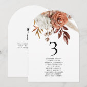 Boho Florals Gastennamen QR Trouwtafel Nummer Kaart (Voorkant / Achterkant)