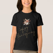 Boho Florals Gold Text Happy Thanksgiving Tri-Blend Shirt (Voorkant)