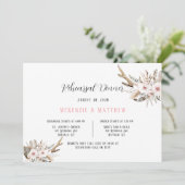 Boho Florals met Deer Antlers repetitief diner Kaart (Staand voorkant)