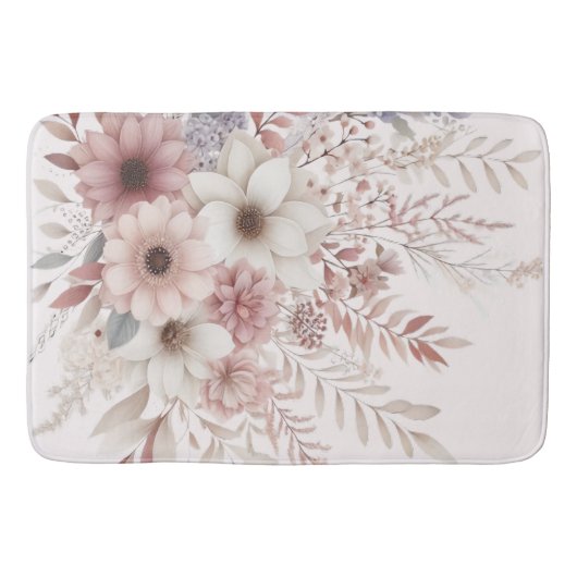 Boho Florals met een blos van roze Badmat (Voorkant)