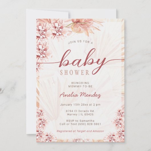Boho Florals Neutral Baby shower Bohemian Orchid Kaart (Voorkant)