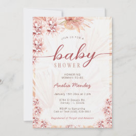 Boho Florals Neutral Baby shower Bohemian Orchid Kaart