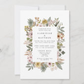 Boho Florals Neutral Wedding Invitation Kaart (Voorkant)