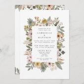 Boho Florals Neutral Wedding Invitation Kaart (Voorkant / Achterkant)