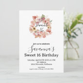 Boho Florals Personalized Sweet 16 Birthday Kaart (Staand voorkant)
