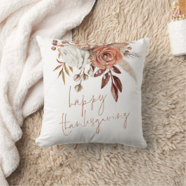 Boho Florals Terracotta Happy Thanksgiving Kussen