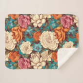  Boho Florals, Turquoise Cream Botanicals Sherpa Deken (Voorkant (horizontaal))