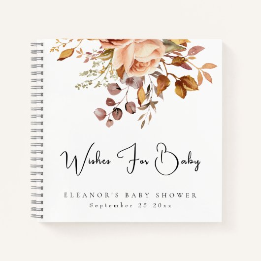 Boho Florals wensen voor Baby shower gastenboek Notitieboek (Voorkant)