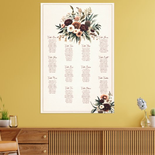 Boho Florals Zitplaatskaart Canvas Afdruk (Insitu (Woonkamer))