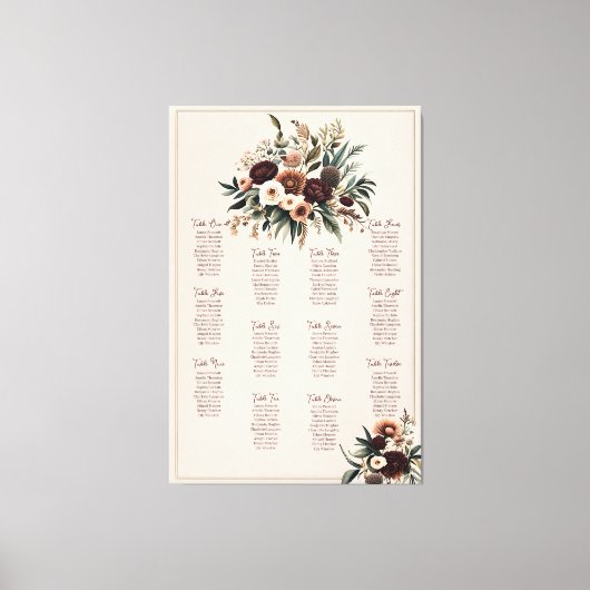 Boho Florals Zitplaatskaart Canvas Afdruk (Voorkant)
