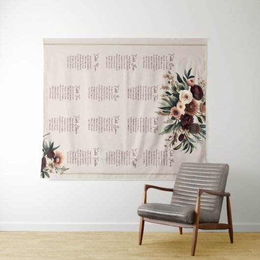 Boho Florals Zitplaatskaart Wandkleed (In Situ (horizontaal))