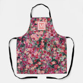 boho floreel rood roze perzikmonogram schort (Voorkant)