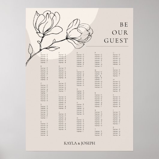 Boho Flower Alfabetical Seattle Chart Sign Poster (Voorkant)