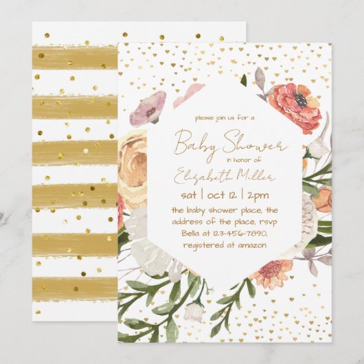  Boho Flower Baby in bloei Baby shower Kaart (Voorkant / Achterkant)