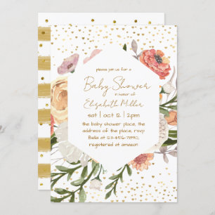  Boho Flower Baby in bloei Baby shower Kaart