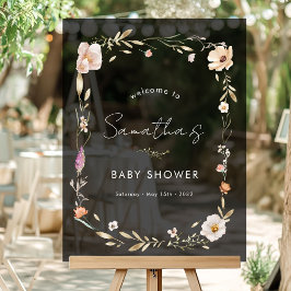 Boho Flower Baby Shower Acryl Bord