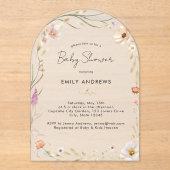 Boho Flower Baby Shower  Acryl Uitnodigingen (Voorkant)