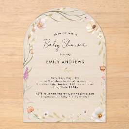 Boho Flower Baby Shower  Acryl Uitnodigingen