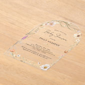 Boho Flower Baby Shower Acrylic Acryl Uitnodigingen (Laagn)