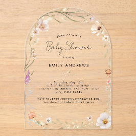 Boho Flower Baby Shower Acrylic Acryl Uitnodigingen