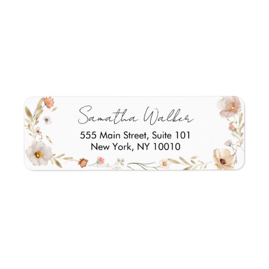 Boho Flower Baby Shower  Etiket (Voorkant)