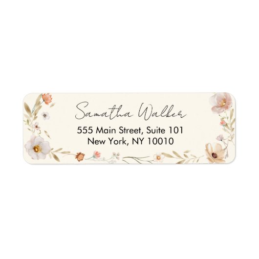 Boho Flower Baby Shower  Etiket (Voorkant)