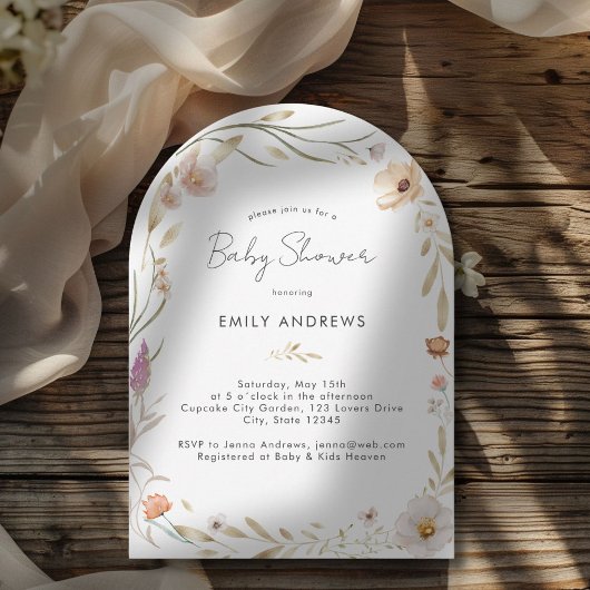 Boho Flower Baby shower Invitation Kaart