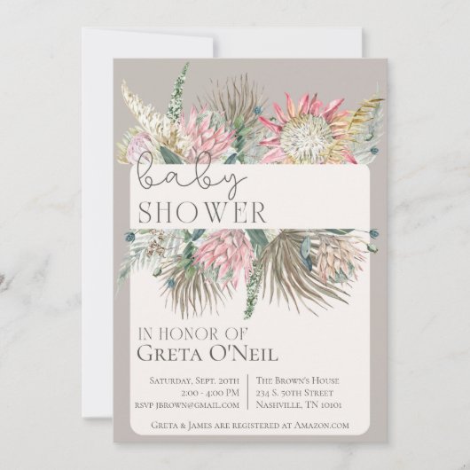 Boho Flower Baby shower Kaart (Voorkant)