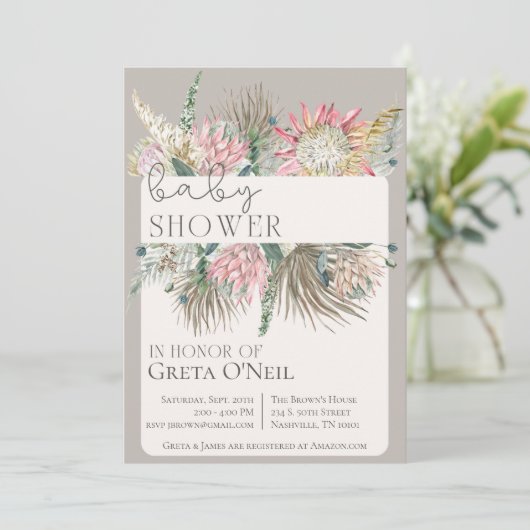 Boho Flower Baby shower Kaart (Staand voorkant)